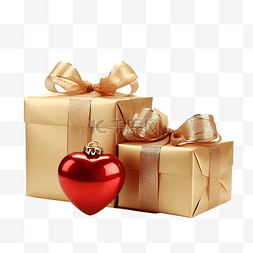 圣诞豪礼图片_美丽的金色礼物，配有红丝带和隔