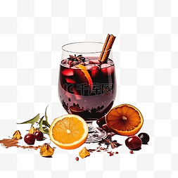 水果甜点杯图片_起泡热红酒圣诞节假期鸡尾酒会熟
