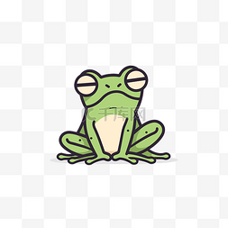 青蛙图标图片_卡通青蛙坐在白色背景上 向量