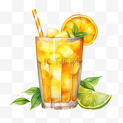 芒果夏季饮料水彩