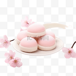 日本手绘画图片_樱花麻糬日本甜点和糖果