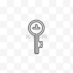 关键钥匙图片_白色背景上的细线钥匙图标 向量
