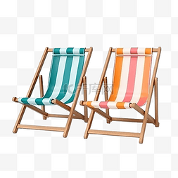 3d 沙滩椅设置隔离 3d 渲染插图