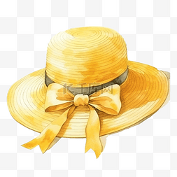 楼房平顶图片_可爱的黄色平顶帽水彩风格夏季时