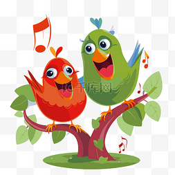 卡通唱歌的小鸟图片_鸟儿唱歌剪贴画 一对可爱的小鸟