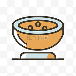 白色碗里的汤内衬图标 向量