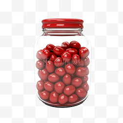 红色的罐子图片_红色罐子3d元素插画