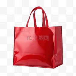 帆布包样机图片_红色购物袋与反射地板隔离用于样