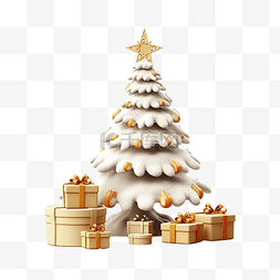 手工粘土图片_雪粘土插图下的圣诞树和礼品盒