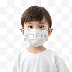 冠状病毒表现图片_孩子戴白色面具 PNG