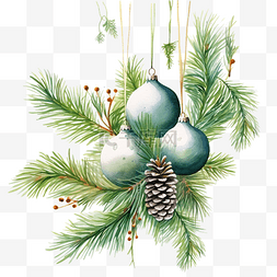 圣诞贺卡，配有冷杉树枝和漂亮的