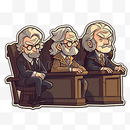 三个老人并排坐着 向量