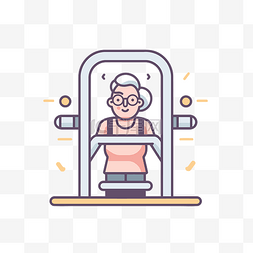 高级设计图片_这是一位老年妇女在健身机上的图