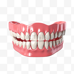 3d牙齿图片_装配假牙的 3d 插图