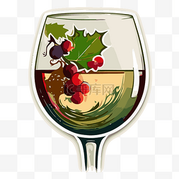 酒杯与浆果覆盖着葡萄酒剪贴画 