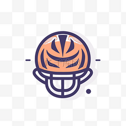 橙色和白色背景的足球头盔标志 