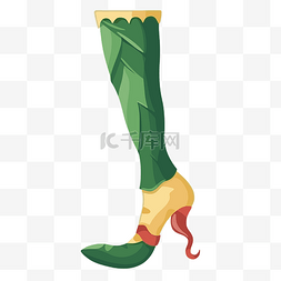 高跟鞋短靴黑色图片_精灵腿剪贴画绿色高跟靴，有长绿