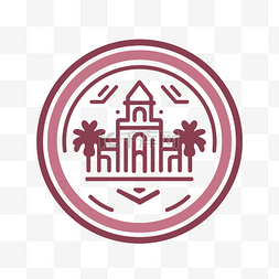 加州大学标志，红色圆圈，有棕榈