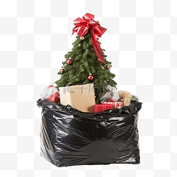 生態環境污染图片_圣诞树上有塑料垃圾的令人惊讶的