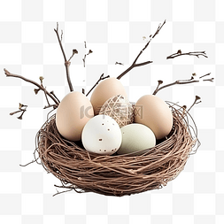 复活节篮子里有鸡蛋和柳树复活节