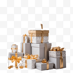 男士银饰品图片_圣诞树下美丽的银金礼盒