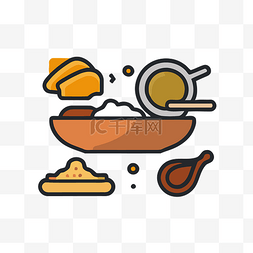彩色的碗图片_上面有食物的碗的图标 向量