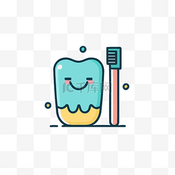 显示微笑牙齿和牙刷设计的图标 