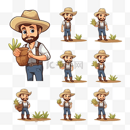 man farmer 农业卡通人物 插图