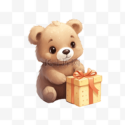 帶著禮物的可愛熊