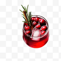 玻璃杯和茶图片_圣诞蔓越莓和苹果热酒装饰迷迭香