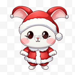 圣诞老人兔子兔子可爱卡哇伊微笑