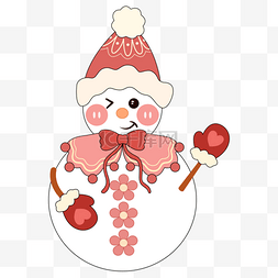圣诞雪人粉色小花装饰