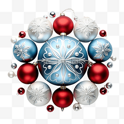 蓝色和银色图片_蓝色红色和银色装饰品的圣诞组合