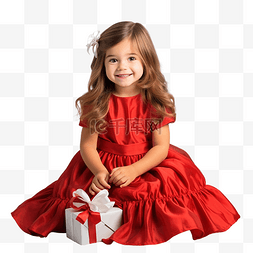 儿童模特模型图片_圣诞节时，坐在工作室里的女婴穿