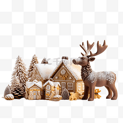 圣诞礼物结图片_自制姜饼屋，配有驼鹿和雪橇，带