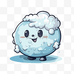 滚雪球矢量素材图片_雪球剪贴画卡通羊与水中的泡沫