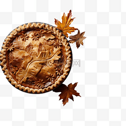 棕色木桌上感恩节馅饼的顶视图照