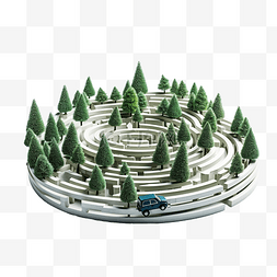 迷宫帮助有圣诞树的汽车找到通往