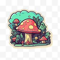 彩色的蘑菇图片_森林里的蘑菇 向量