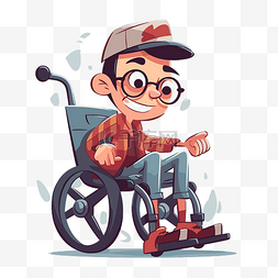 残疾人剪贴画卡通坐在轮椅上的年