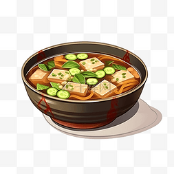 味噌汤日本食物插画