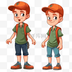 绿色白色帽子图片_小男孩剪贴画男孩穿着橙色帽子和