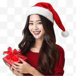 开心小美女图片_亚洲美女很高兴在家庆祝圣诞节