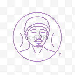 一个戴帽子的男人的紫色图像 向