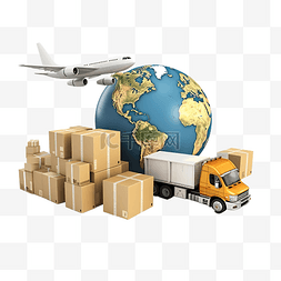运输货物图片_3d 全球航运图