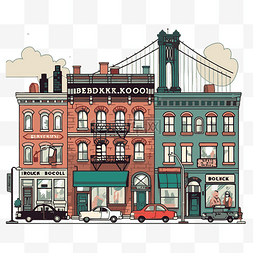 布鲁克林轮廓图片_布鲁克林剪贴画美丽的建筑物和桥