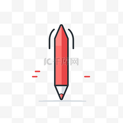 程式化的红色铅笔跳向白色背景 