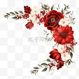 花案边框图片_红色花卉边框 PNG