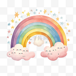 可愛的彩虹插畫