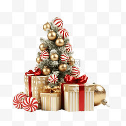 圣诞复古礼物，白色表面上有树和